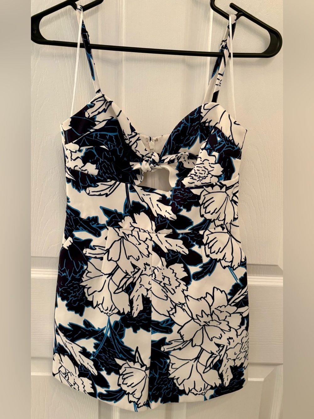 Yumi Kim White and Blue Floral Romper with Pockets!